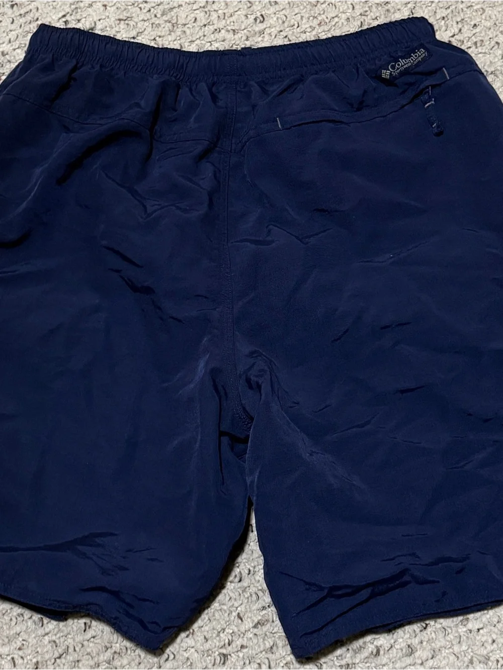 Columbia Mens Medium Navy Blue Cargo Nylon Swim Trunks Board Shorts AM4627